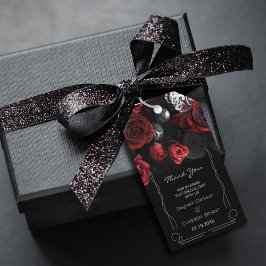 Dark Moody Black Red Florals Geschenkmarke Geschenkanhänger
