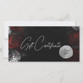 Dark Moody Black Red Florals Logo Geschenkgutschei (Vorderseite)