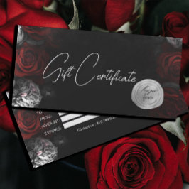 Dark Moody Black Red Florals Logo Geschenkgutschei