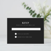 Dark Moody Black Romantic Rose Wedding Simple RSVP Karte (Stehend Vorderseite)