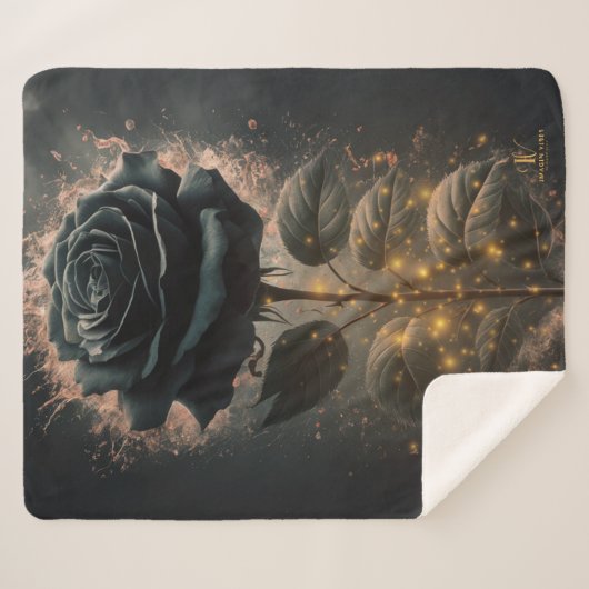 Dark Moody Black Rose Sherpadecke (Vorderseite (Horizontal))