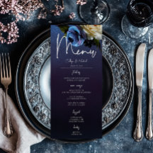 Dark Moody Blue Lavender Floral Moderne Hochzeit