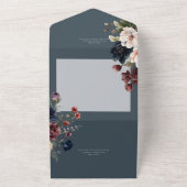 Dark Moody Blue Oval Floral Frame Dinner All In One Einladung (Außenbereich)