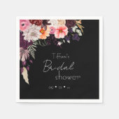 Dark Moody Blume & Greenery Brautparty Serviette (Vorderseite)