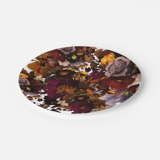 Dark Moody-Blume Pappteller (Schrägansicht)