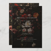 Dark Moody Blume Romantic Wedding Brautparty Einladung (Vorne/Hinten)