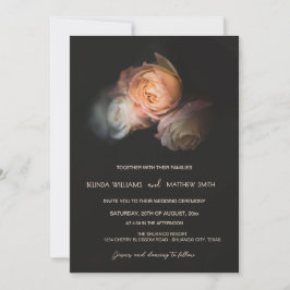 Dark Moody Blush 3D Flowers Wedding Einladung