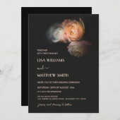 Dark Moody Blush Apricot Roses Wedding Einladung (Vorne/Hinten)