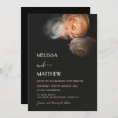 Dark Moody Blush Apricot Roses Wedding Einladung (Vorne/Hinten)