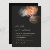 Dark Moody Blush Apricot Roses Wedding Einladung (Vorne/Hinten)