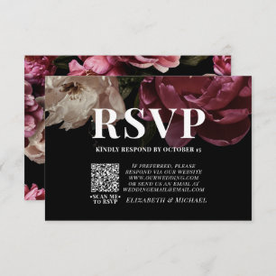 Dark Moody Blush Burgundy QR Code Wedding RSVP