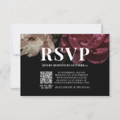 Dark Moody Blush Burgundy QR Code Wedding RSVP Karte (Vorderseite)