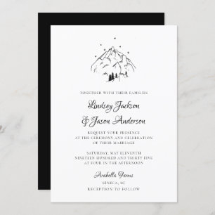 Dark Moody Bohemisch Rustic Mountain Wedding Einladung