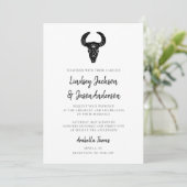 Dark Moody Bohemisch Rustic Western Wedding Einladung (Stehend Vorderseite)