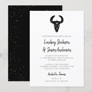 Dark Moody Bohemisch Rustic Western Wedding Einladung