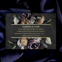 Dark Moody Bold Floral Gold Wedding Foil Einladung