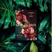 Dark Moody Bold Floral Marsala Save the Date Folieneinladung