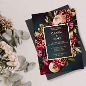 Dark Moody Bold Floral Marsala Wedding Foil Invit Folieneinladung