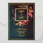 Dark Moody Bold Floral Marsala Wedding Foil Invita Folieneinladung (Vorderseite)