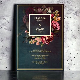 Dark Moody Bold Floral Marsala Wedding Foil Invita Folieneinladung