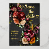 Dark Moody Bold Wild Blume Save the Date Folieneinladung (Vorderseite)