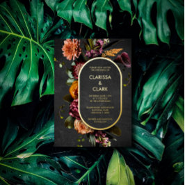 Dark Moody Bold Wild Blume Wedding Foil Einladung