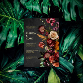 Dark Moody Bold Wild Blume Wedding Folieneinladung
