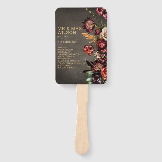 Dark Moody Bold Wild Blume Wedding Program Fächer (Vorderseite)