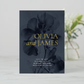 Dark Moody Botanical Wedding Photo Save the Date Folieneinladung (Stehend vorne)