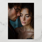 Dark Moody Botanical Wedding Photo Save the Date Folieneinladung (Rückseite)