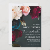 Dark Moody Burgundy Blue Blush Pink Floral Einladung (Vorderseite)