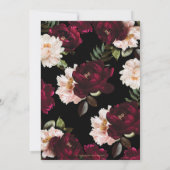 Dark Moody Burgundy Blush Black Floral Wedding Einladung (Rückseite)