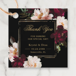 Dark Moody Burgundy Blush Black Floral Wedding Geschenkanhänger