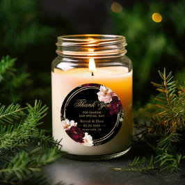 Dark Moody Burgundy Blush Black Floral Wedding Runder Aufkleber