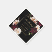Dark Moody Burgundy Blush Black Floral Wedding Serviette (Ecke)