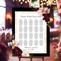 Dark Moody Burgundy Blush Bloral Wedding Seating
