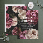 Dark Moody Burgundy Blush Botanische Hochzeit der  Einladung