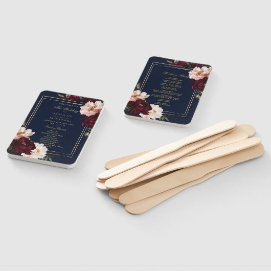 Dark Moody Burgundy Blush Floral Navy Programm Fächer (Non-assembled)