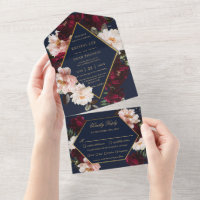 Dark Moody Burgundy Blush Navy Blue Floral Wedding