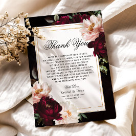 Dark Moody Burgundy Blush Navy Blue Floral Wedding Dankeskarte