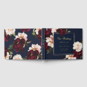 Dark Moody Burgundy Blush Navy Blue Floral Wedding Gästebuch (Voll)
