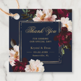 Dark Moody Burgundy Blush Navy Blue Floral Wedding Geschenkanhänger