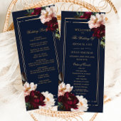 Dark Moody Burgundy Blush Navy Blue Floral Wedding Programm