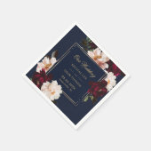 Dark Moody Burgundy Blush Navy Blue Floral Wedding Serviette (Ecke)