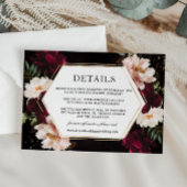 Dark Moody Burgundy Blush Peonies Floral Wedding Begleitkarte