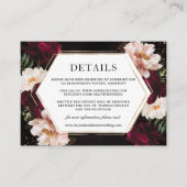 Dark Moody Burgundy Blush Peonies Floral Wedding Begleitkarte (Vorderseite)