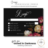 Dark Moody Burgundy & Cream Peonies Black Dinner RSVP Karte