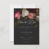 Dark Moody Burgundy Cream Peonies Black Save The Date (Vorderseite)