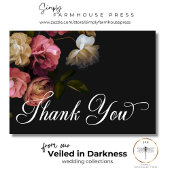 Dark Moody Burgundy & Cream Peonies Black Wedding Dankeskarte