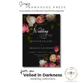 Dark Moody Burgundy & Cream Peonies Black Wedding Einladung
